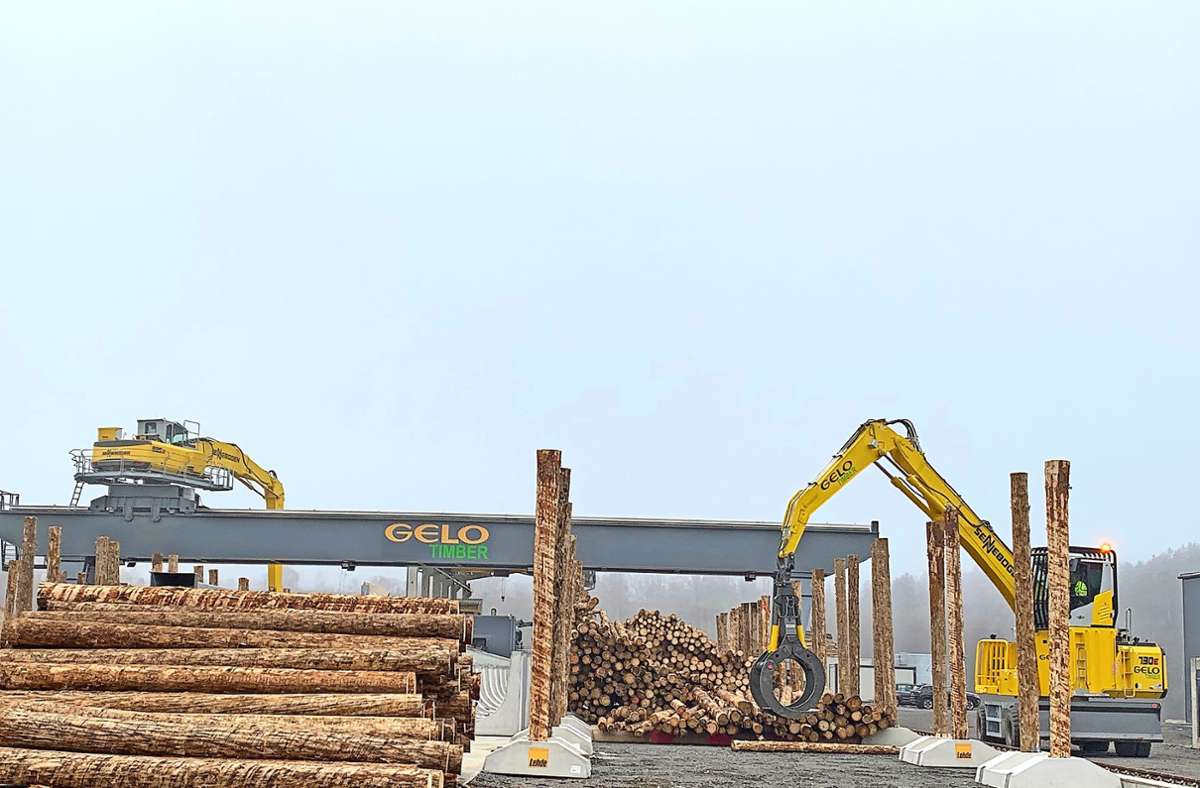 1400 Festmeter Holz verarbeitet Gelo-Timber täglich im Energiepark Wunsiedel. Foto: /Matthias Bäumler