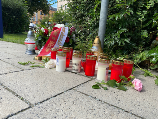 Blumen und Kerzen erinnern an den in Hof getöteten Busfahrer. Foto: Archiv/Sören Göpel-Schulze