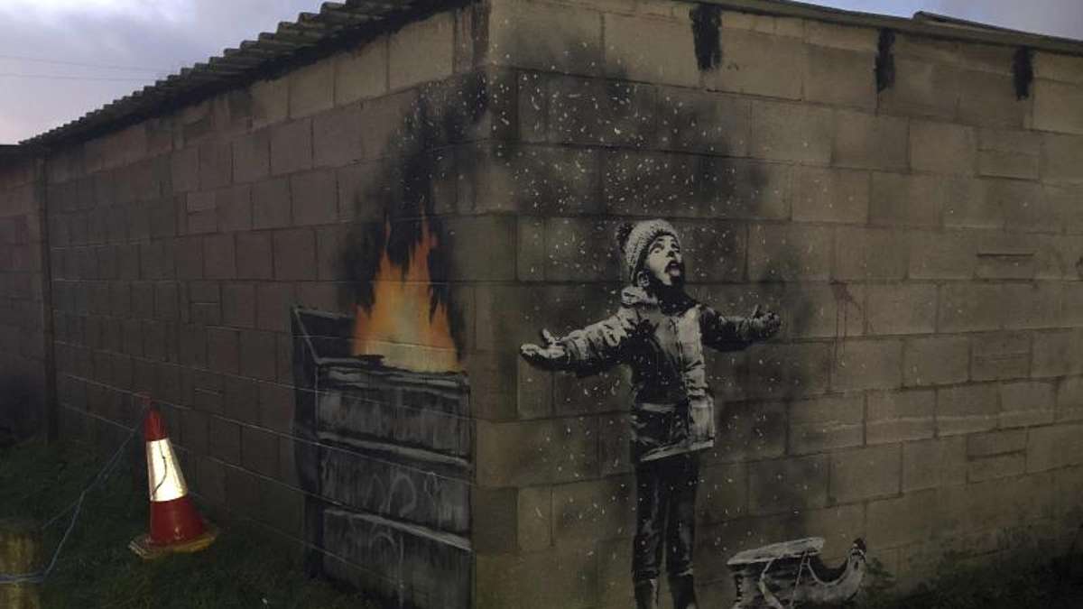 Kunst und Kultur: Weihnachtsgrüße von Banksy: Neues Graffiti in Wales aufgetaucht
