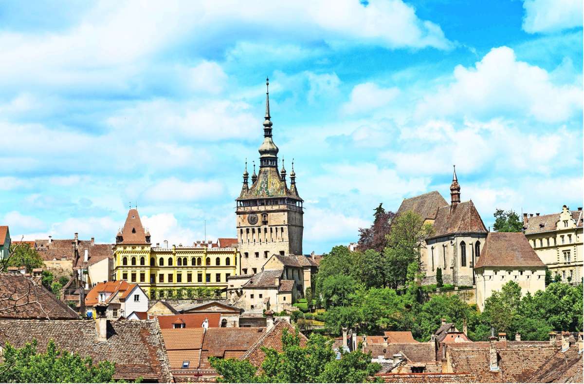Ein Blickfang: die historische Altstadt von Schäßburg mit ihren prächtigen Bauten.