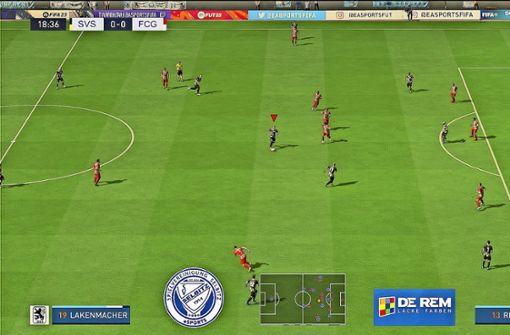 Screenshot eines virtuellen Fußball-Spiels der SpVgg Selbitz. Foto: Verein