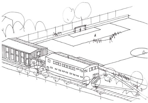 So stellen sich die Architekten das neue Vereinsheim an der Alfred-Reul-Sportanlage vor. Grafik: Plaßarchitektur, Thiersheim Quelle: Unbekannt