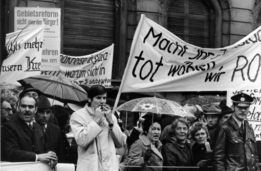 Proteste gegen die Gebietsreform vor 50 Jahren Foto: dpa/Lothar Parschauer