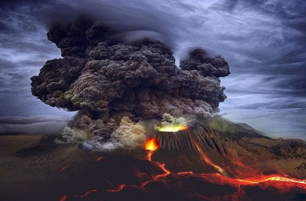 Große Mengen Schwefeldioxid und heiße Lava spuckt der Vulkan auf La Palma.