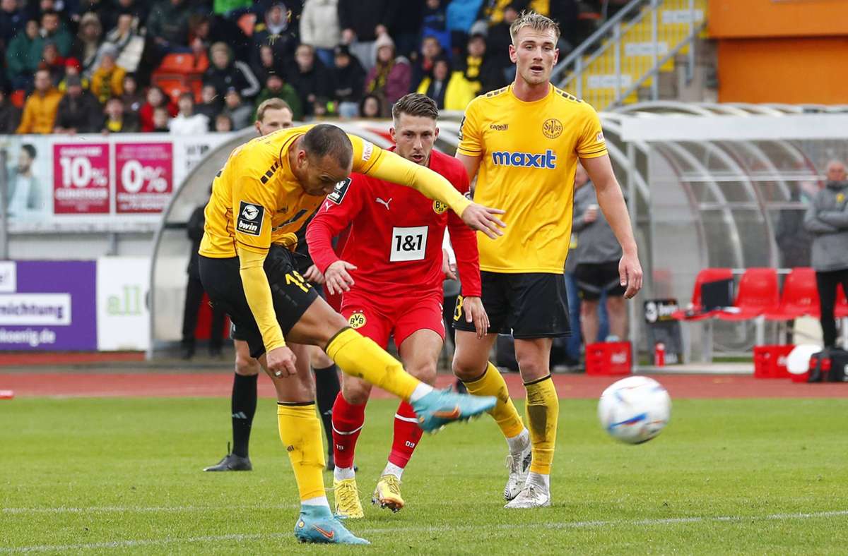 Zu Saisonbeginn noch in Aue, erzielte Jann George gegen Dortmund II seinen zweiten Treffer im Altstädter Trikot. Foto: Peter Kolb/Imago Images