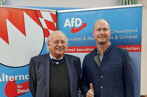 Der Kulmbacher Georg Hock (links) will für die AfD in den Landtag, Christian Engel aus Schirnding ist Bezirkstagskandidat. Foto: Privat