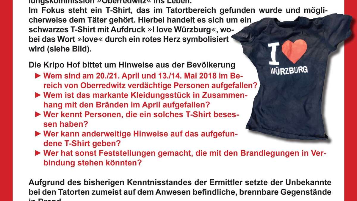 Marktredwitz: Brandserie: Polizei sucht mit Flugblättern nach Täter