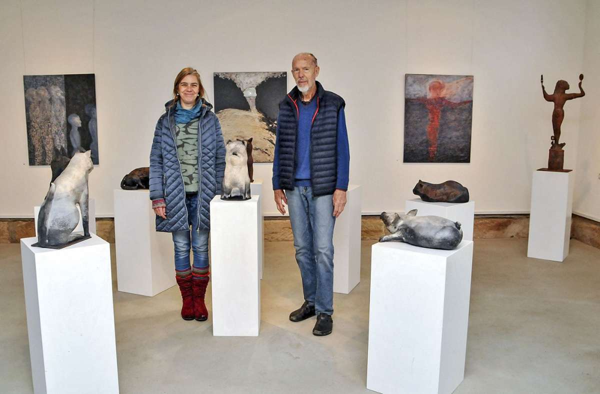 1.Vater Claus und Tochter Julia Tittmann in ihrer Galerie in Berndorf bei Thurnau. Foto:  