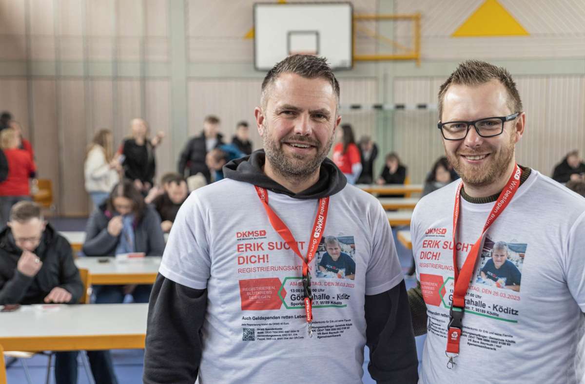 Zwei der Organisatoren der Registrierungsaktion in Köditz: Bernd Schaller (links) und Alexander Spindler. Foto: Andreas Rau/Andreas Rau