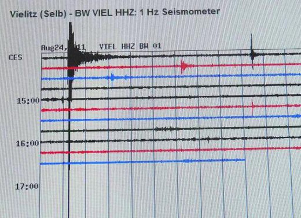 Der Seismograf in Vielitz hat das Beben um 14 Uhr mit einem heftigen Ausschlag aufgezeichnet. 	Foto: M. Bäu.