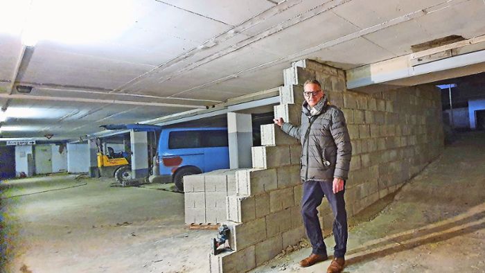 Winkel-Parkhaus: Beton-Gürtel sichert Tiefgarage