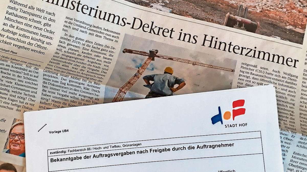 Hof: Aufruhr um Auftragsvergaben: Stadt Hof bittet Ministerium um Klarheit
