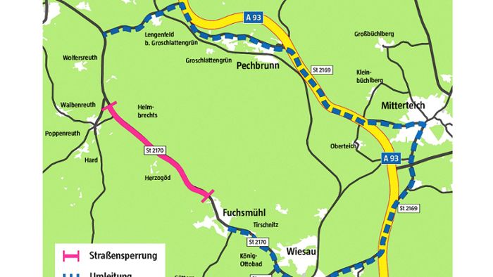 Waldershof –  Fuchsmühl: Straßensperrung wegen Vollsanierung